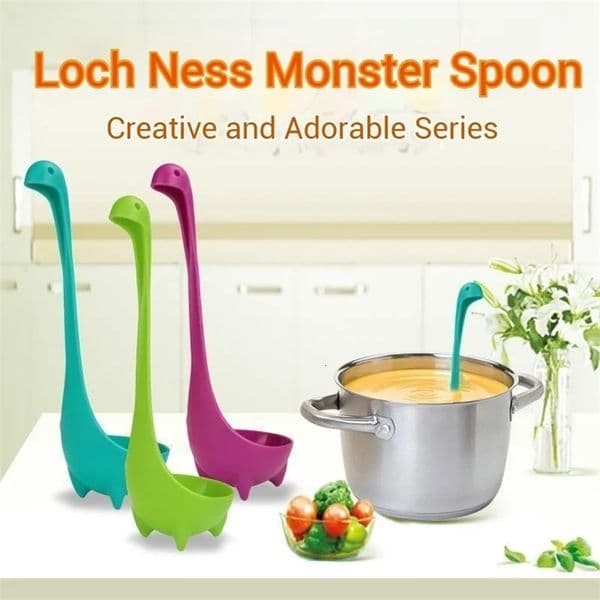 Soup ladder small tool cute Loch Ness monster soup large long handle can stand creative service spoon kitchen 250118CJ