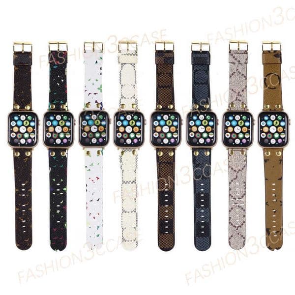 Smart Straps Fashion Top Designer Watchband Straps for Apple Watch Band 41mm 45mm 42mm 38mm 40mm 44mm Luxury G Designs watchbands iwatch 8 7 6 5 4 PU Leather Flower