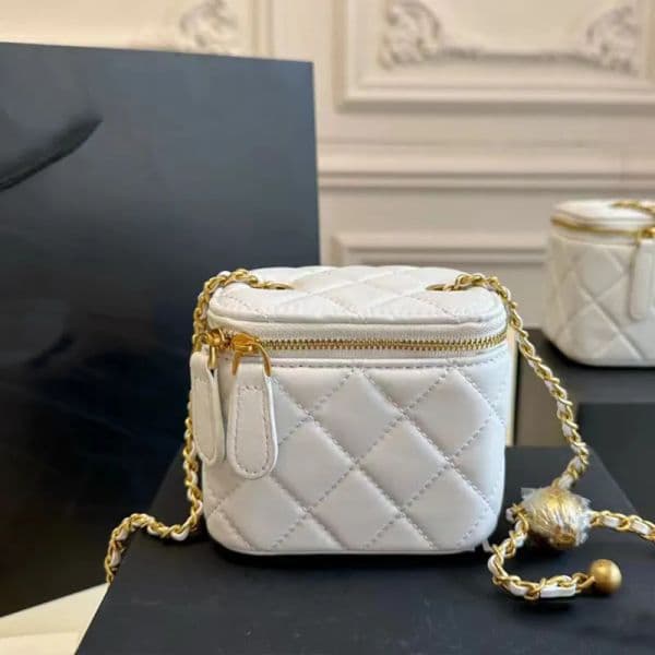Women Crossbody Bags Shoulder Handbags Designer Mini Portable Box Cosmetic Lipstick Bag Burgundy Fashion Small Purses Golden Ball Chain 11cm