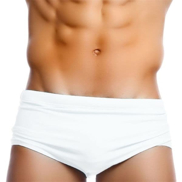 Mens Bathing Suit Solid Summer Padded Pushup Swim Briefs White Color Swimsuit Male Sport Beach Surfing Swimwear y250122