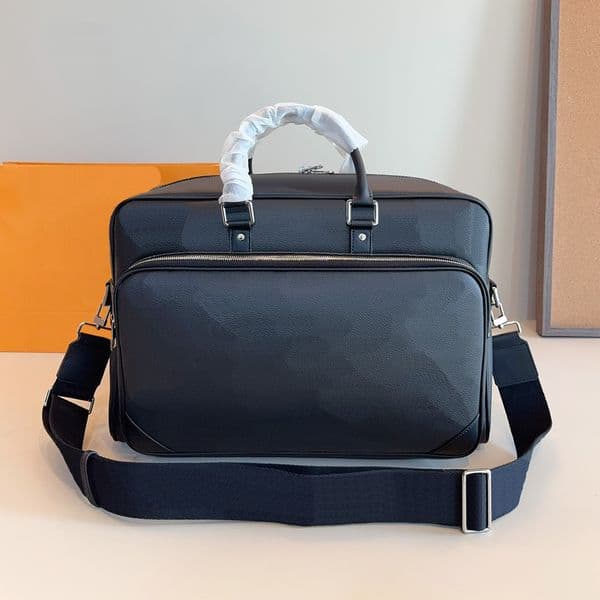briefcases designer laptop bag briefcase men luxury bag computer bag handbags shoulder bags mens Fashion black flower Genuine Leather handbag with dust bag