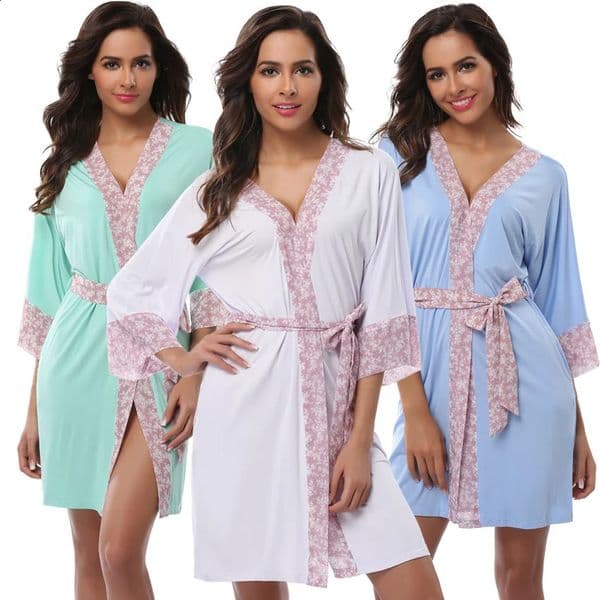 Womens Kimono Bathrobe Short Sleepwear Cotton Sexy Summer Soft Modal Night Wear Robes Lightweight Maternity Loungewear 250207