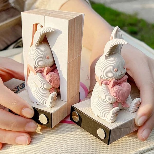 3D Calendar 2024 Cute Rabbit Memo Pad Notes Notepad Desk Calendar Birthday Gift for Girl Paper Sculpture Art Decoration 250206