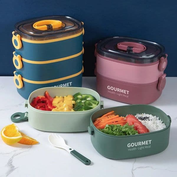 Bento box lunch stackable 3layer food container leakproof portable largecapacity bento microwave safe 250206BJ
