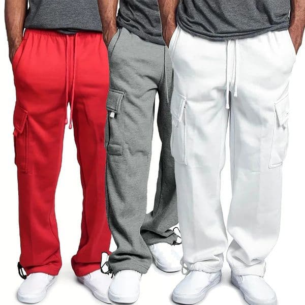 Mens Cargo Sweatpants Autumn Long Pants Loose Sport Fit Jogging Overalls Joggers Sweat Pocket Trousers Streetwear 250110