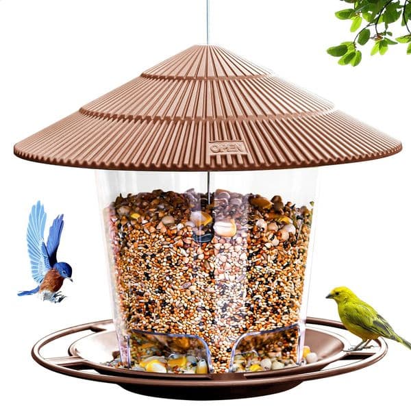 Wild Bird Feeder Hanging with Roof for Garden Yard Outside Decoration Outdoor Feeding Tool Squirrel proof Seed Nut Container 250121