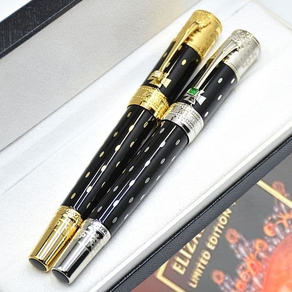 wholesale AAA Limited Edition Elizabeth Rollerball Ballpoint Pen Unique Relief Design Office Writing Fountain Pens With Gem And Serial Number
