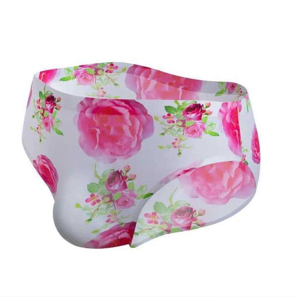 Mens Floral Printing Sexy Panties Bikini Breathable Ice Silk Briefs Comfortable Underwear Elastic Seamless Sissy LingerieXJ250207