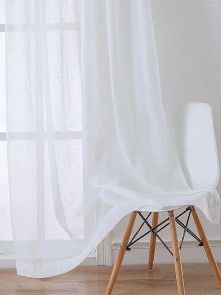 Curtain 1PC Transparent And Non Permeable Gauze Cotton Linen Curtains For Living Room
