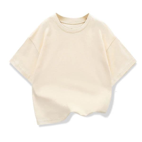 Kids Dropped Short-sleeved T-shirt Summer Pure Cotton Round Neck Loose Bottoming Shirt Student Sportswear 2-10Y 250207