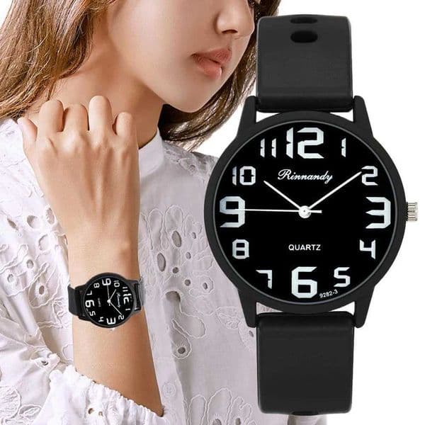Casual Round Pointer Quartz Watch Analog Silicone Wristwatch For Women Girls Students Z250207