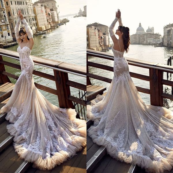 Exquisite Mermaid Wedding Dresses - Sexy Sweetheart Neckline, Sequin Appliques, Lace Pearls, Sweep Train Bridal Gowns, Plus Size, Customized Vestido de Novia
