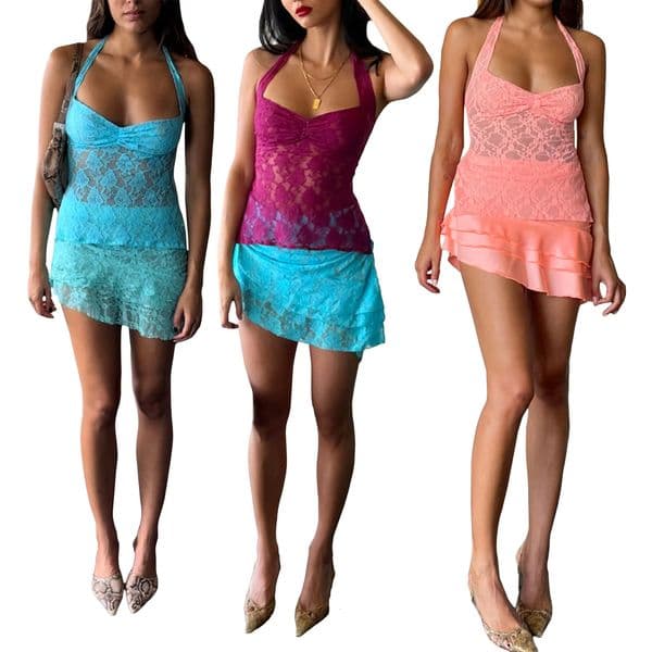Meihuida Women Hotsweet Fashion Tank Tops Lace Tie-Up Halter Neck Sleeveless Vests Summer Casual Slim Fit T-Shirts Streetwear