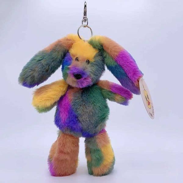 20cm Wholesale Rabbit Keychain Plush Toys Rabbit Dolls Cherry Blossoms Pink Floral Animal Bear Pendants Plush Doll Bag HangingXJ250115