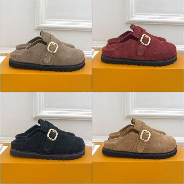 Designer clogs for women mens sliders slippers baotou mules boston clog womens clogs slides slipper designer women platform clog suede leather top quality 35-46
