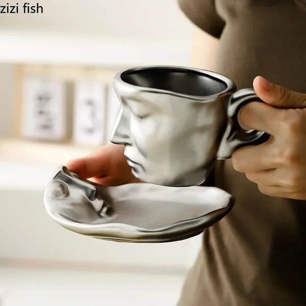 Face Kiss Mug Couple Ceramic Water Cup Afternoon Tea Coffee Cup and Saucer Set Milk Tea Cups Breakfast Cups Milk Mugs Drinkware 250208