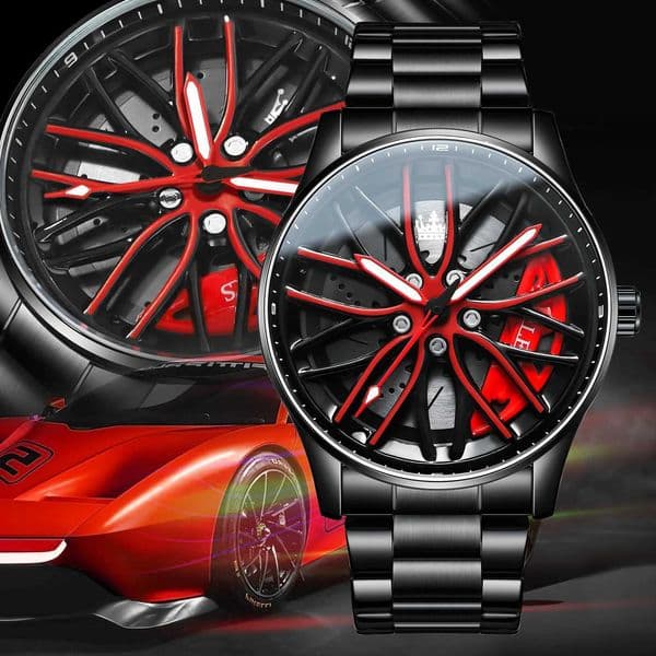 OLEVS Wheel Mens Luxury Watch Waterproof Rotary Sport Car Rim Man Watch High Quality Fashion Best Selling Quartz Mens Watches Z250207