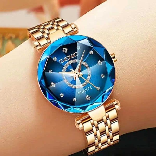 SENO Ocean Star Women Crystal Watch 2024 Top Brand Luxury Rose Gold Women Bracelet Watch for Ladies Wrist Watch Relogio Feminino Z250207