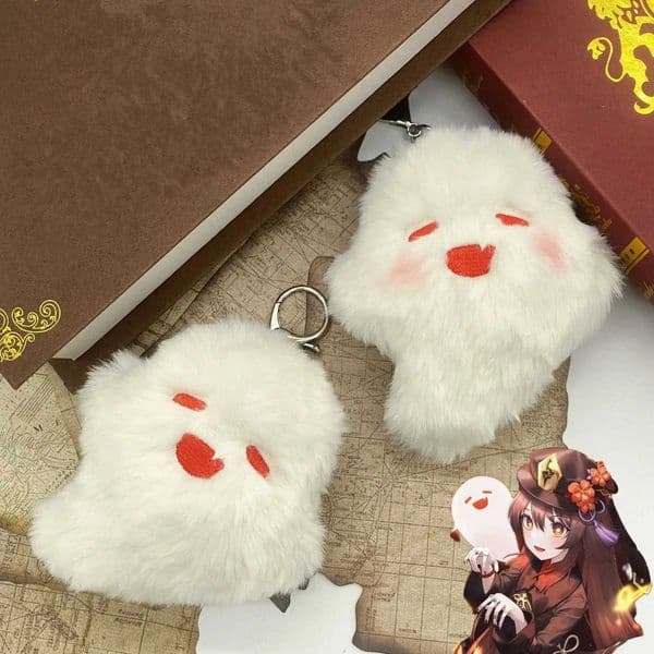 Game Hu Tao Ghost Cosplay Keychain Cute Plush Stuffed Doll Key Chain Fluffy Soft Pendant Keyring Bag AccessoriesXJ250115