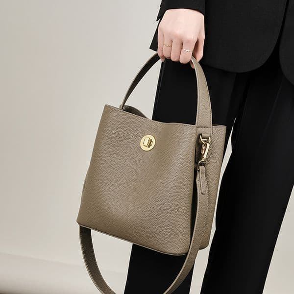Spring and summer new bucket bag genuine leather women's bag shoulder messenger bag large-capacity handbag