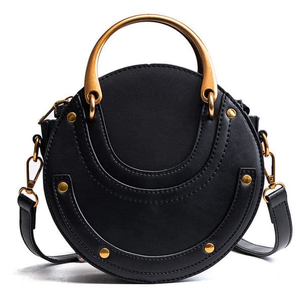 Chic Spliced Material Women's Round Messenger Shoulder Bag in Elegant Matte Finish