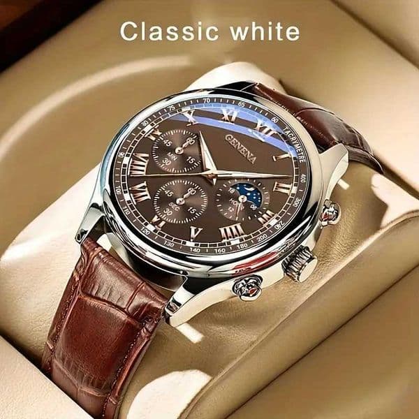 GENEVA High Quality Mens Luxury Belt Fashion Quartz Watch Men Round Business Student Sport Waterproof Glow Clock Z250207