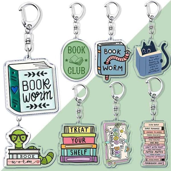 Funny Book Worms Keychains Keyring for Accessories Woman Bag Library Club Book Lover Pendant Keyring Jewelry FansXJ250115