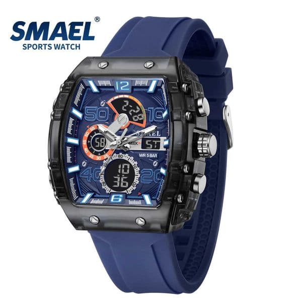 SMAEL 8109 New Mens Watch Multifunctional Sports 50M Waterproof Dual Display LED Night Light Leisure Student Electronic Watch Z250207