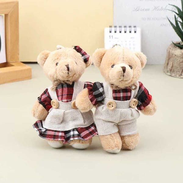 Wear Clothes Bear Plush Toy Keychain Soft Stuffed Doll Pendant Backpack Car Bag Key Ring Decor Kid GiftXJ250115