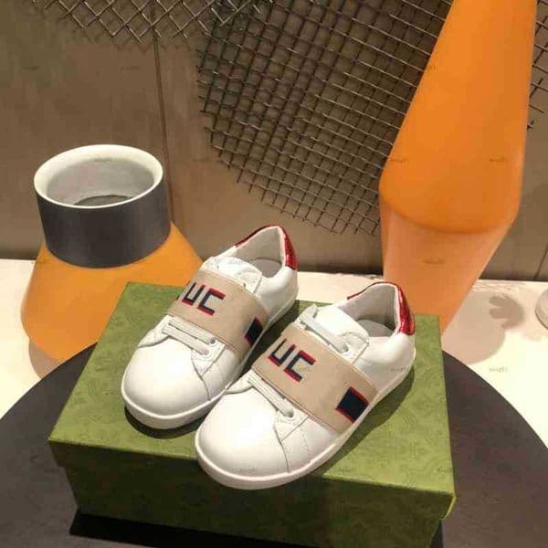 Brand designer kids sneakers shoes brand logo girls casual shoes boys running shoes luxury cowhide hook sneaker size 26-35