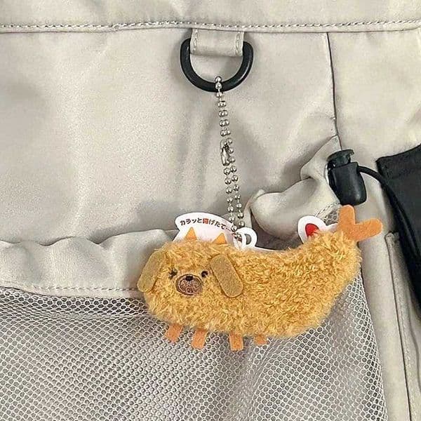 Cartoon Fried Crayfish Puppy Plush Toy Funny Dog Pendant Soft Stuffed Doll Keychain Backpack Car Bag Key Ring Decor Kid Gift 1pcXJ250116