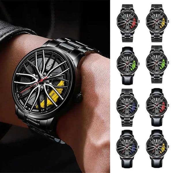 Men Quartz Watch Car Wheel Rim Hub Design Automatic Quartz Wristwatch Hidden Clasp Chronograph Luxury Male Clock Relojes Z250207