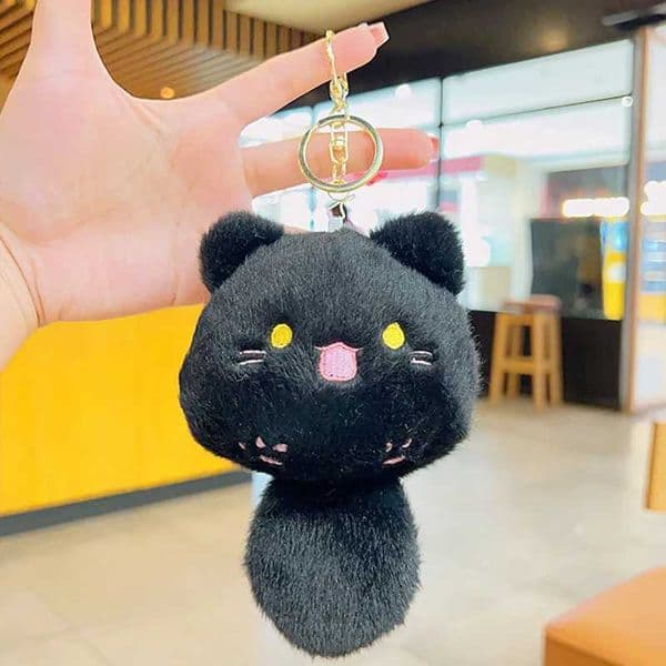 Kaii Cat Wallet Keychain Plush Pussy Purse Keyring Lithe Car Pendant Soft Keychains Sound Tail Bag Pendant Lint Gift For GirlXJ250115