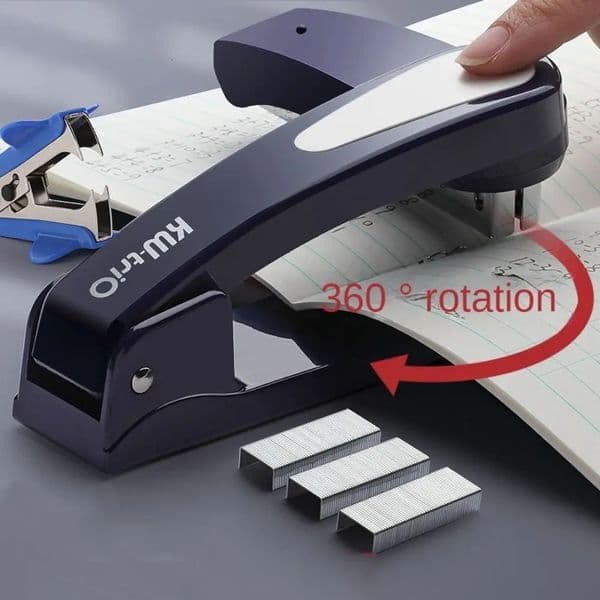 360 Degree Rotary Stapler Multifunctional Heavy Duty Stapler Thickened Effortless Long Stapler Office Binding Tools 250206