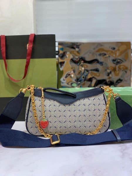 10A Retro Mirror Quality half moon designer women mini messenger canvas handbag shoulder classic flower purse crossbody chain underarm bag