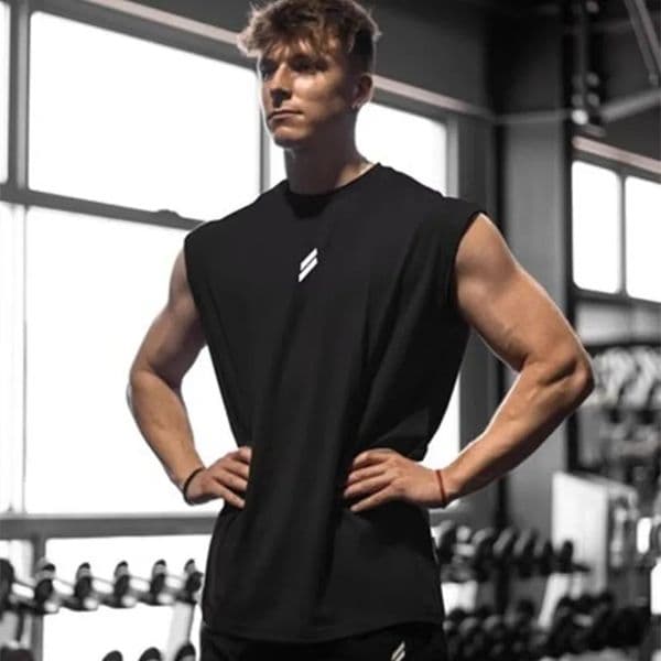 Summer Fitness Sports Tank Top Mens Breathable Loose Fit Training Sleeveless T-shirt Quick Drying vest male Fitness Clothing 250206BJ