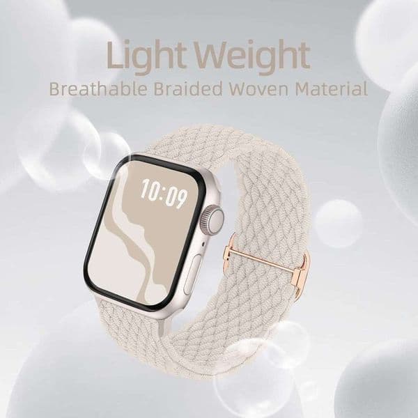 Braided Stretchy Solo Loop Compatible Apple Watch Band 38mm 40mm 41mm 42mm 44mm 45mm 46mm 49mm Women Men, Nylon Elastic Straps Wristbands for iWatch Series 10 9