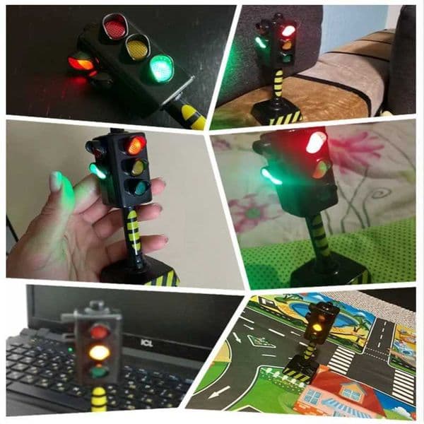 Mini Traffic Signs Road Light Block with Sound LED Children Safety Kids Educational Toys Perfect Gifts W250210