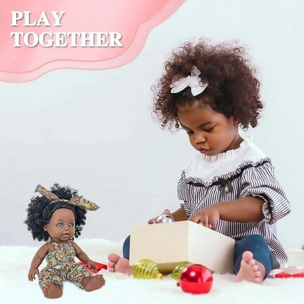 2025new 10 Inch American African Black Girl With Dress Realistic Reborn Baby Doll For Kids Silicone Small Toys Gift X250210 Designer