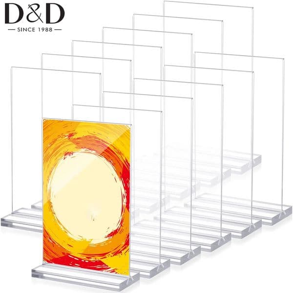1Pcs Acrylic Sign Holder Clear Table Menu Display Stand Standing Double Sided Clear Acrylic Sign Office Store Restaurant Meeting 250208