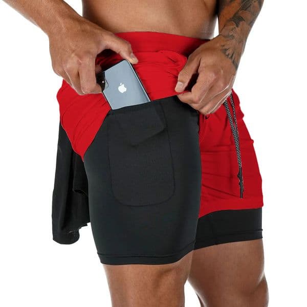 Mens doublelayer fitness shorts with brushed mesh lining elastic waist breathable and quick drying to the beach swimming pool mens summer 250208Z
