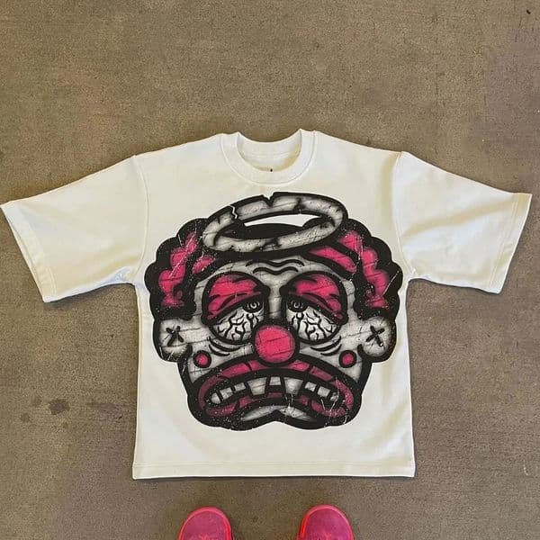 2000s T-shirt Large Cartoon Graphic Printing Y2k Street Clothing Hip Hop Retro Short Sleeve Couple T-shirt Top 250208