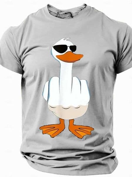 3D Duck Print Mens T-shirt Summer Daily Casual Men Loose Comfortable Short Sleeve Outdoor Street Men Sports Short Sleeve TopXJ250211