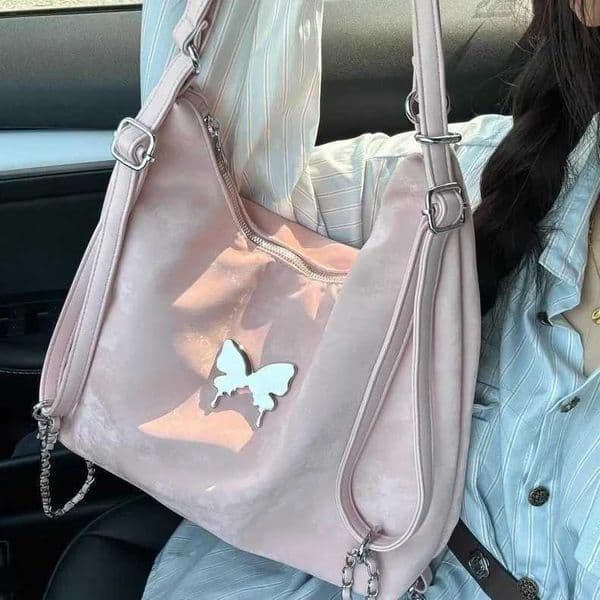 2024 New Butterfly Elements Fi Trend Tote Bag Large Capacity Commuter Shoulder Bag Versatile Chain Shoulder BagXJ250211