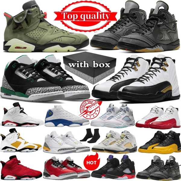 With box Designer 3s 5s 6s 12s 13s basketball shoes for men women Black Cat Military Sail Cement Thunder White Oreo Cool Grey Red Bred Sneakers Blue University