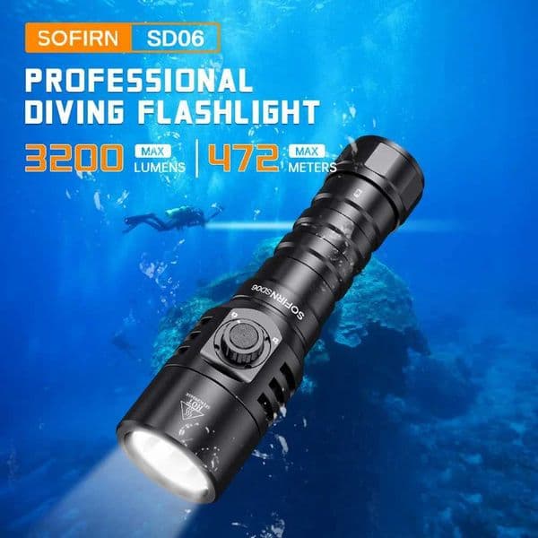 Sofirn SD06 Scuba Diving Light SFT70 Powerful 3200lm 21700 Dive Flashlight Rotary Switch With Lock Mode 6500K Z250211