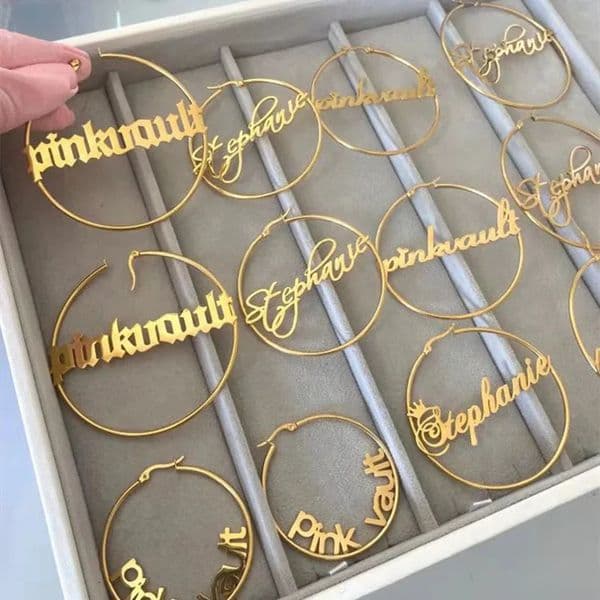 DOREMI 304 Stainless Steel Letter Earrings Round Custom Name Female Nameplate Antiallergy 25100mm 250114