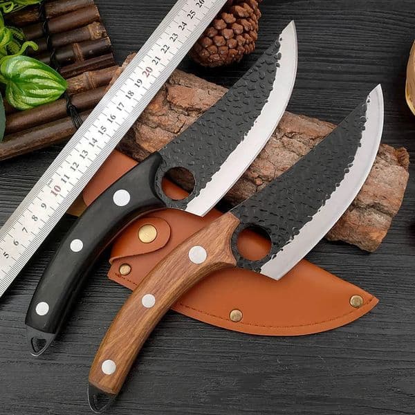 HandForged Kitchen Knife Boning Cleaver Sharp Split Slaughter Fleshing Small Machete Solid Wood Handle 250211
