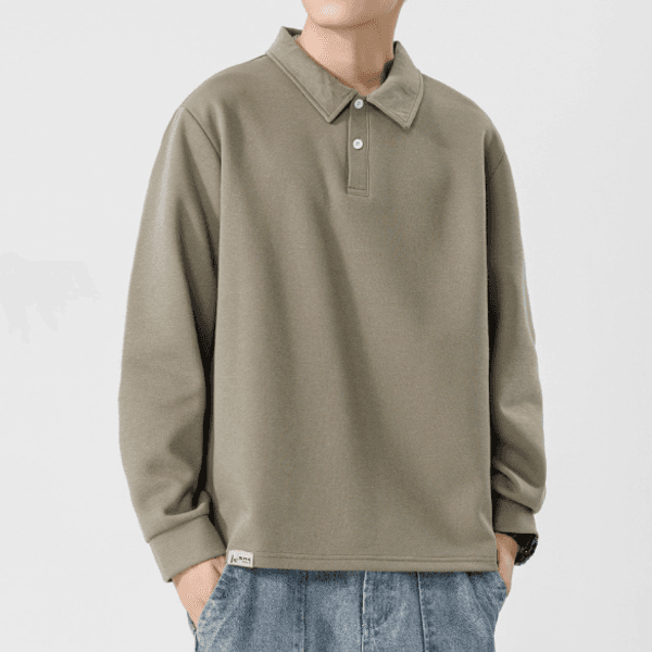 184 Men Long-sleeved Autumn and Winter Heavy Loose Solid Color Lapel Youth Casual