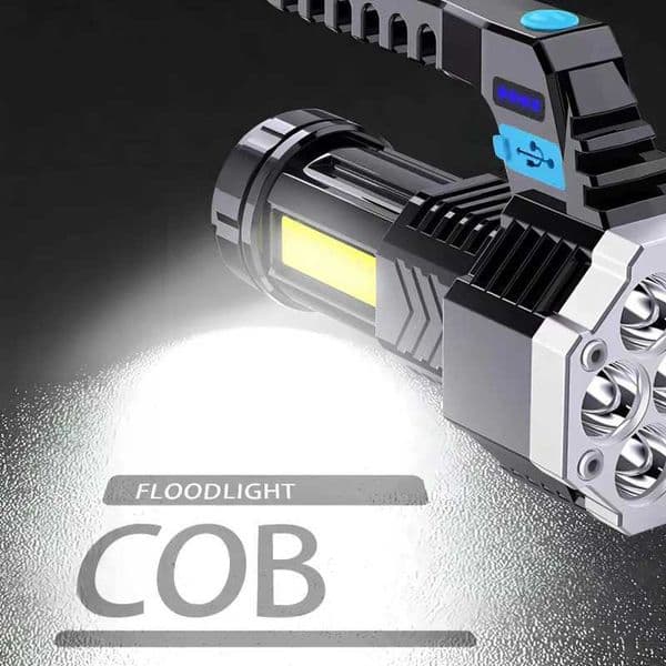 Tactical Flashlight Led Cob Black Reaching Portable Handheld Lamp Powerful Battery White Light Camping and Fishing Style Z250211